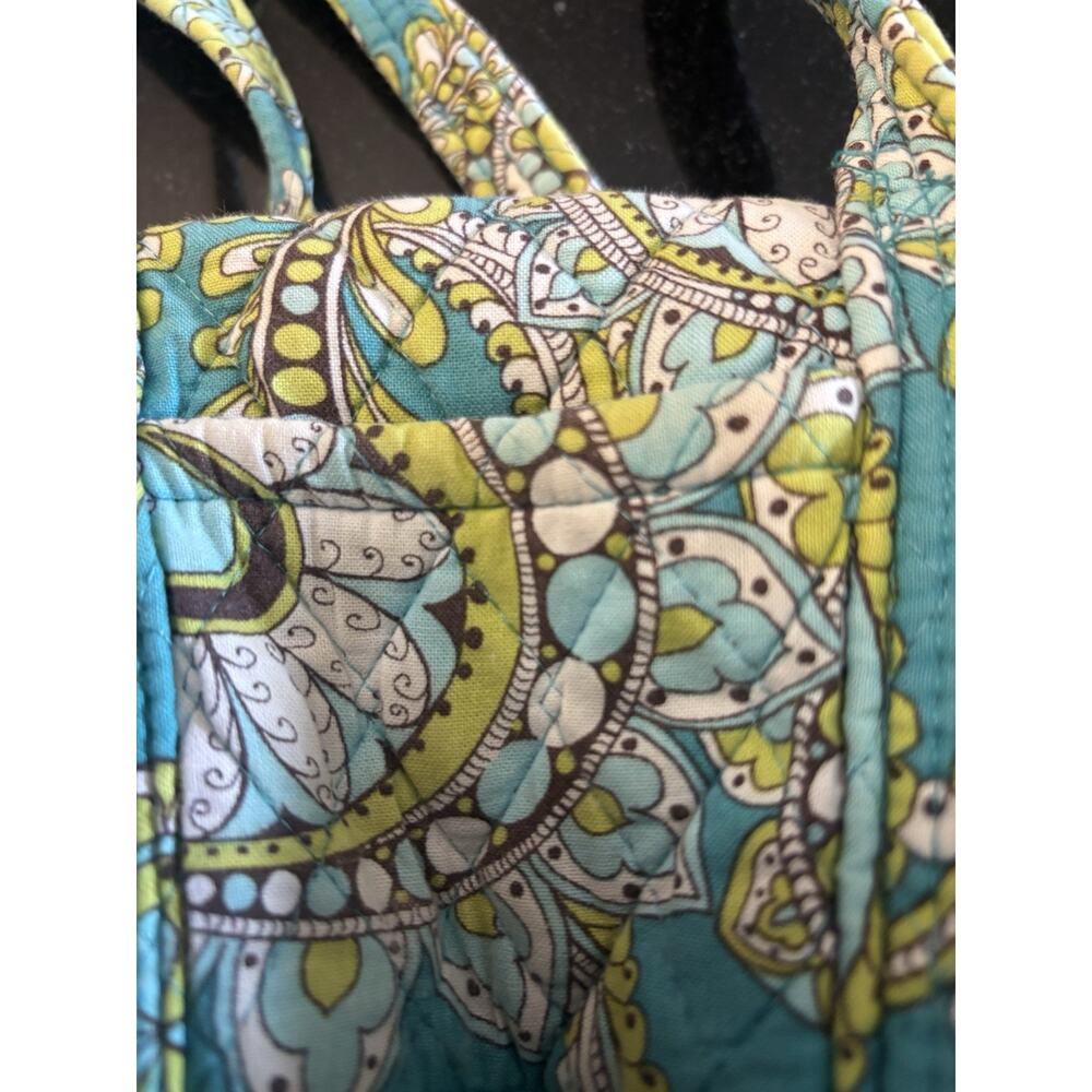 Vera Bradley Bowler Bag Teal Green Paisley Quilted Satchel Shoulder Purse Retire - Picture 3 of 6